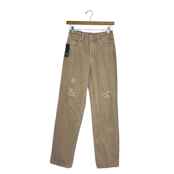 New Wild Fable High-Rise Straight Light Brown Wash Distressed Jeans Size 2 - Picture 1 of 17